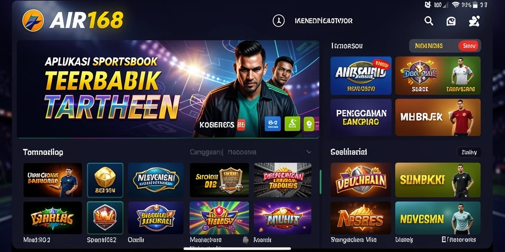 Screenshot utama AIR168 menampilkan fitur taruhan olahraga yang menarik.