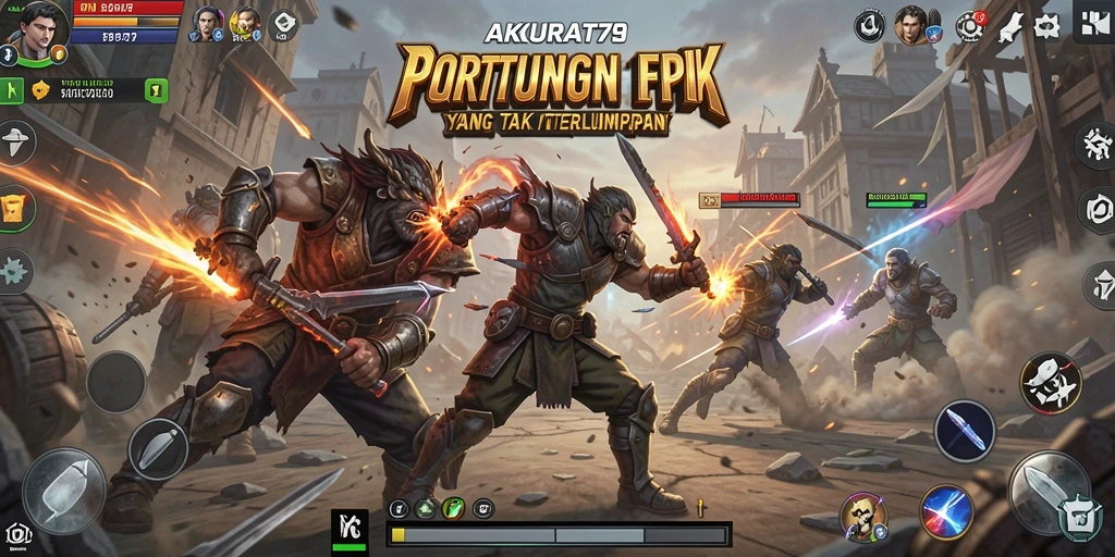 Screenshot gameplay <strong>AKURAT79</strong> menampilkan aksi pertarungan yang mengesankan.