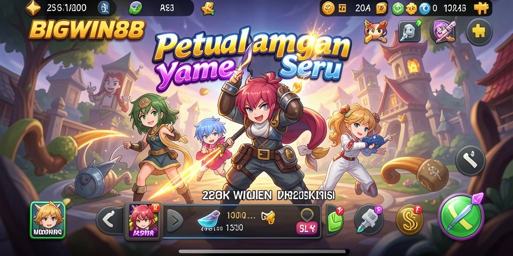 Tampilan utama gameplay BIGWIN88 yang penuh petualangan dan karakter anime.