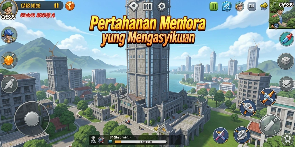 Tampilan gameplay menegangkan dari CRS99 di Tower Defense.