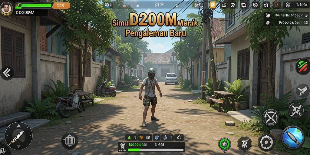 Tampilan gameplay D200M yang menampilkan simulasi kehidupan sehari-hari.