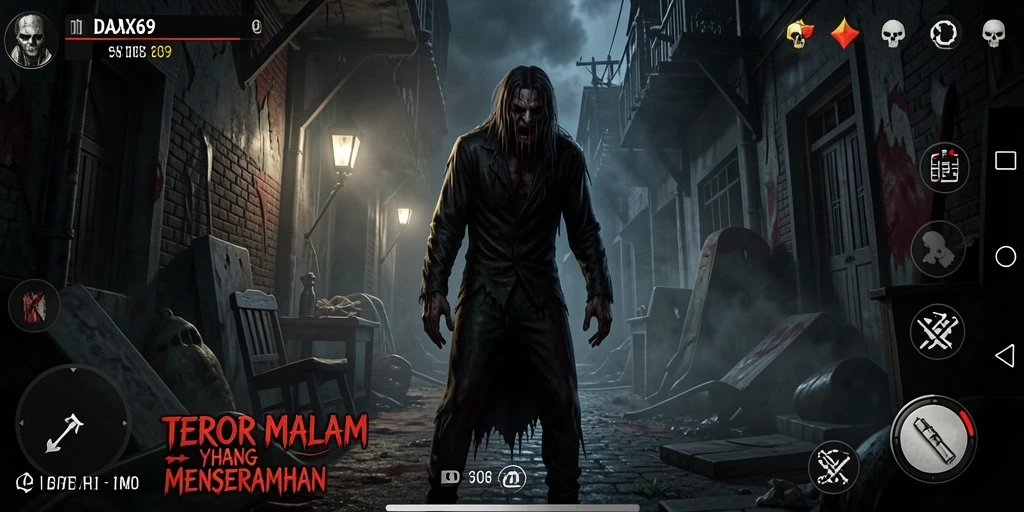 Tampilan gameplay menegangkan dari DAX69 dengan suasana Horror yang mencekam.