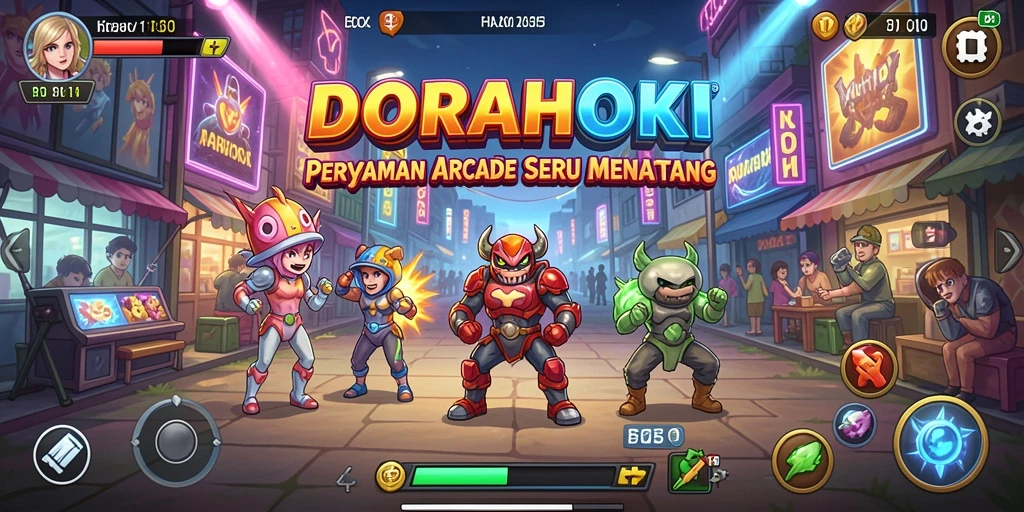 Screenshot utama DORAHOKI menampilkan gameplay seru dan penuh aksi.