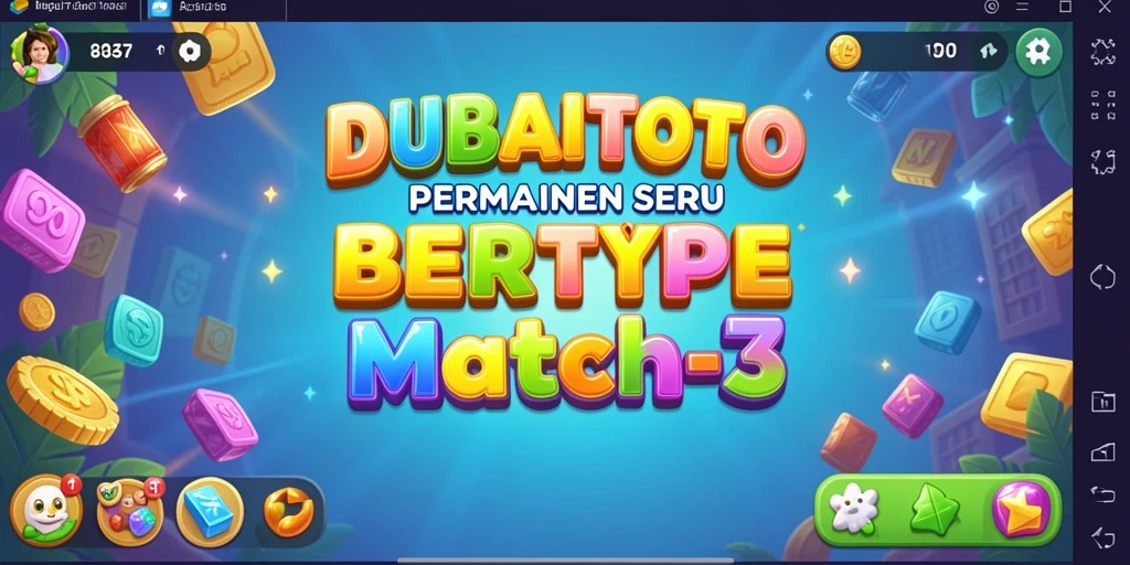Screenshot DUBAITOTO menampilkan kombinasi warna-warni dalam gameplay Match-3.