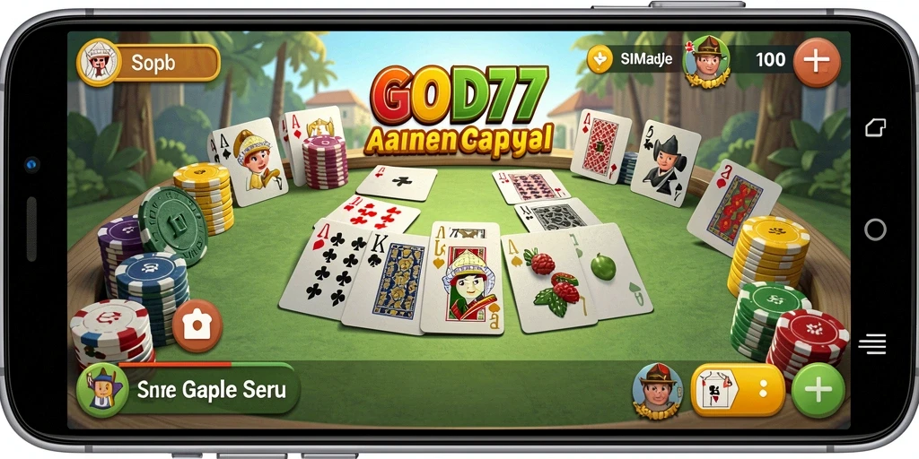 Tampilan utama gameplay Gaple yang seru dan interaktif di GOD77.