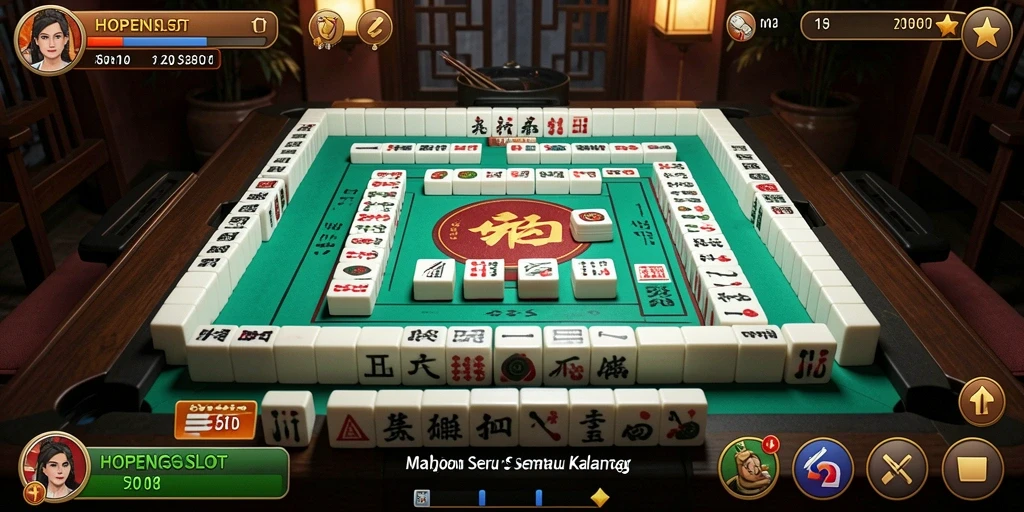 Screenshot gameplay HOPENGSLOT yang menampilkan pemain menyusun ubin Mahjong.