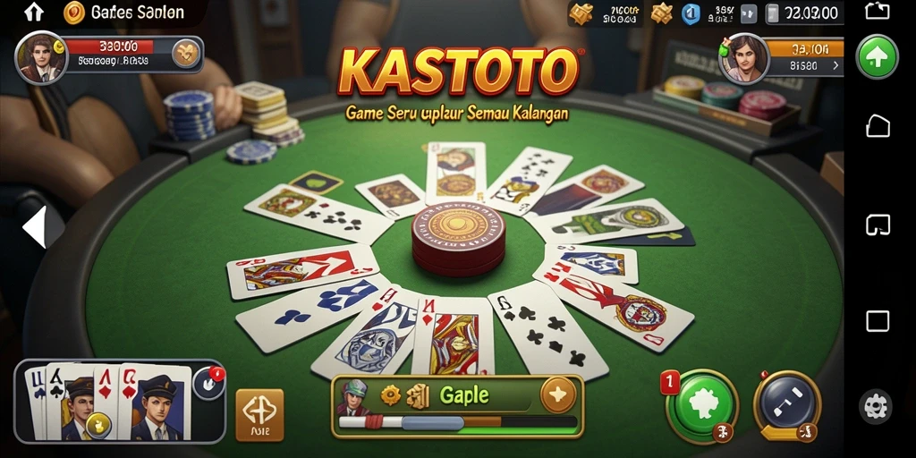 Tampilan gameplay seru Gaple di KASTOTO dengan teman-teman.
