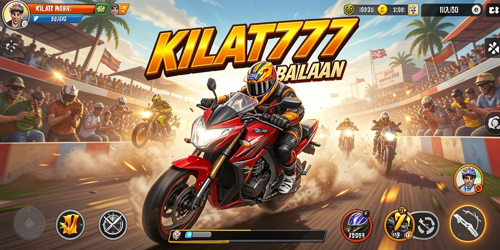 Tangkapan layar KILAT777 yang menunjukkan aksi balapan motor yang penuh semangat.