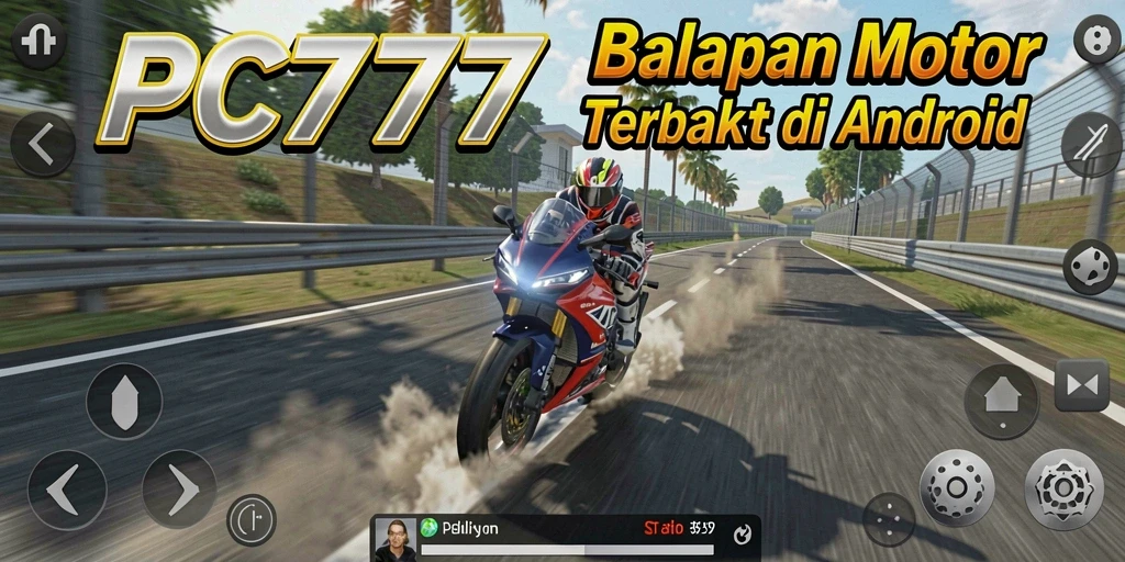 Screenshot gameplay PC777 menampilkan balapan motor yang mendebarkan.