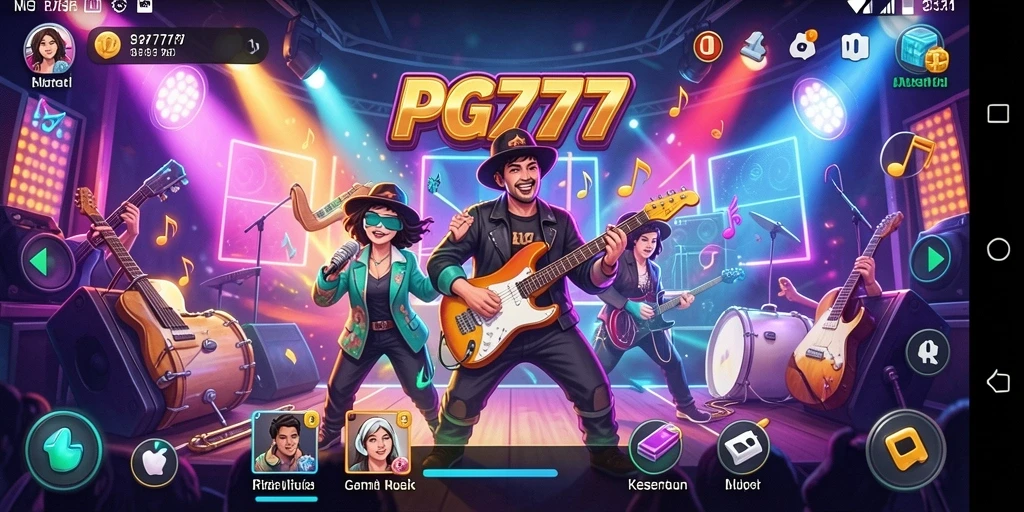 Tampilan screenshot gameplay PG777 yang menampilkan keseruan bermain musik.