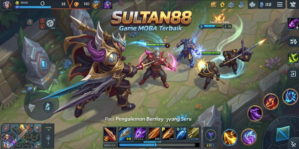 Gameplay seru SULTAN88 menampilkan pertarungan tim yang intens.
