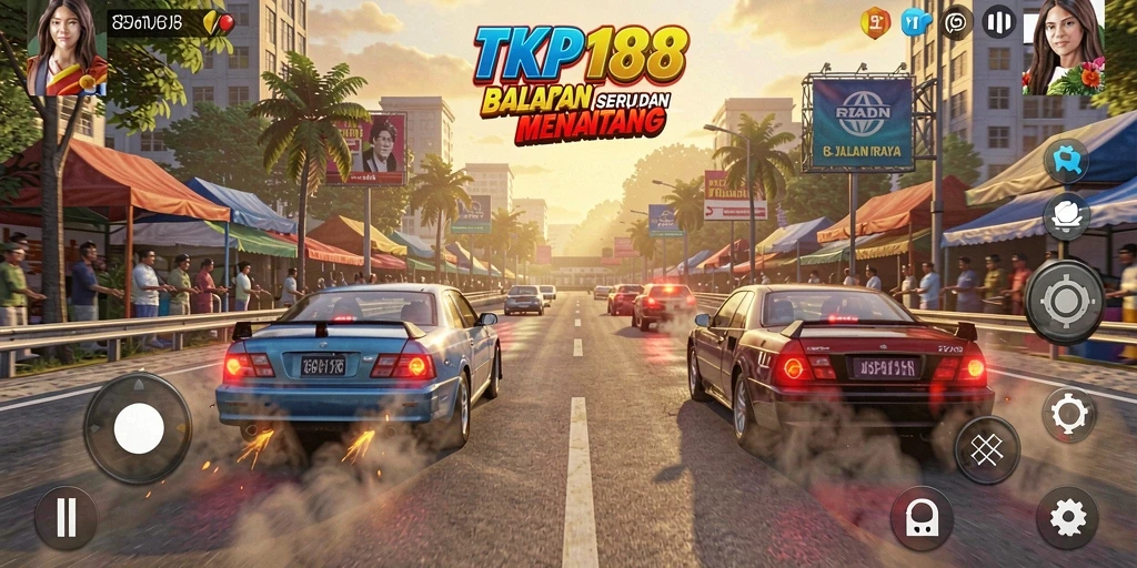 Gameplay seru TKP188 dengan aksi balapan yang mendebarkan.