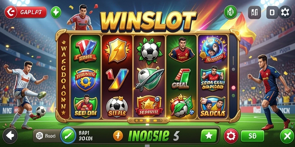 Tampilan utama <strong>WINSLOT</strong> menampilkan suasana stadion saat laga sepak bola.