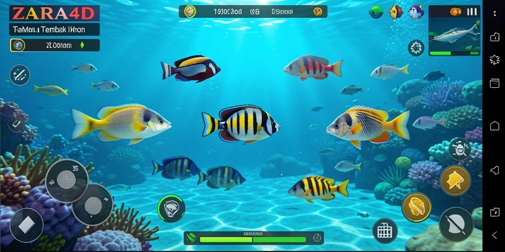 Screenshot ZARA4D menampilkan pertempuran menembak ikan yang mendebarkan.